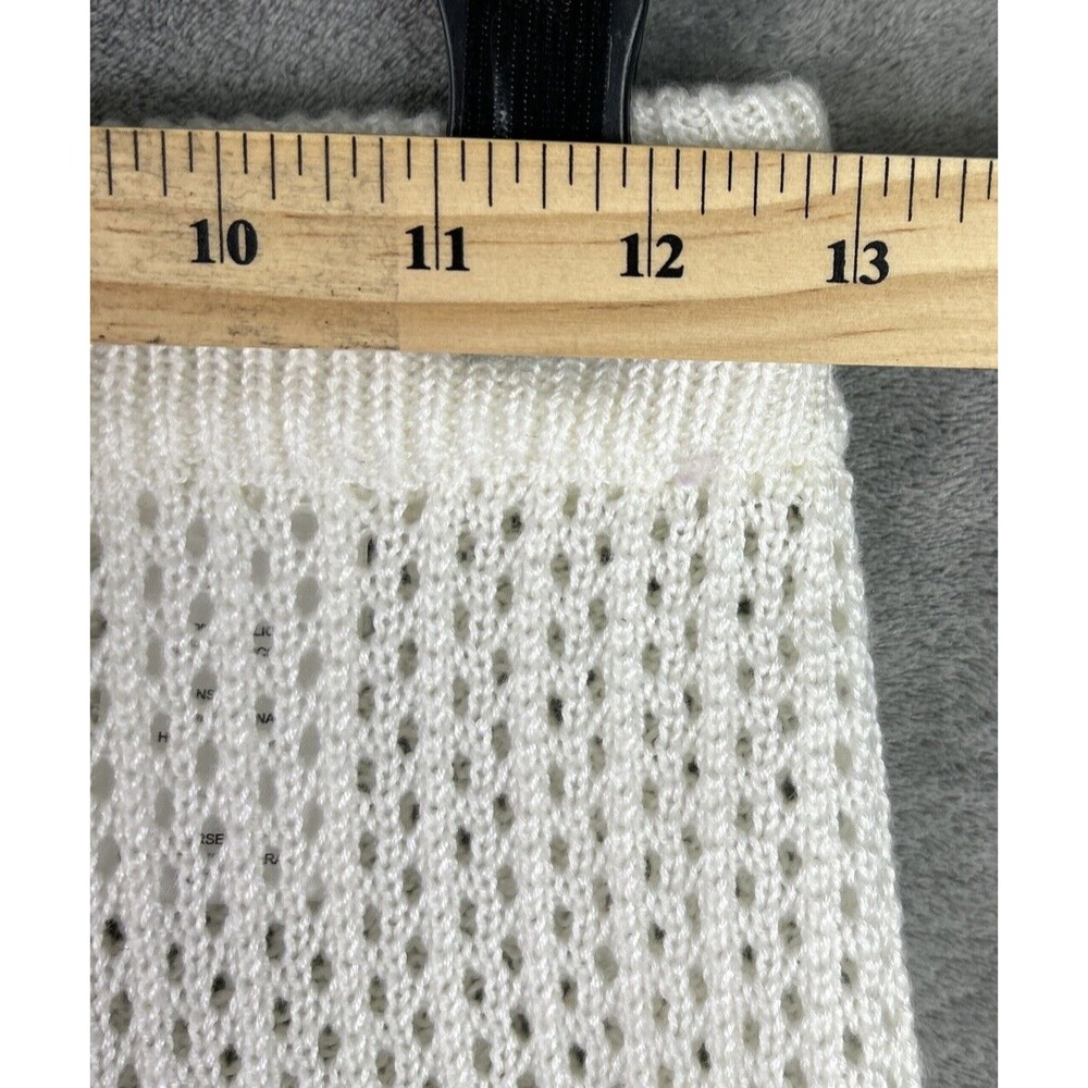 Madden‎ NYC Small White Open Knit Sweater Shorts Cover Up Boho Festival Beach - Picture 3 of 8